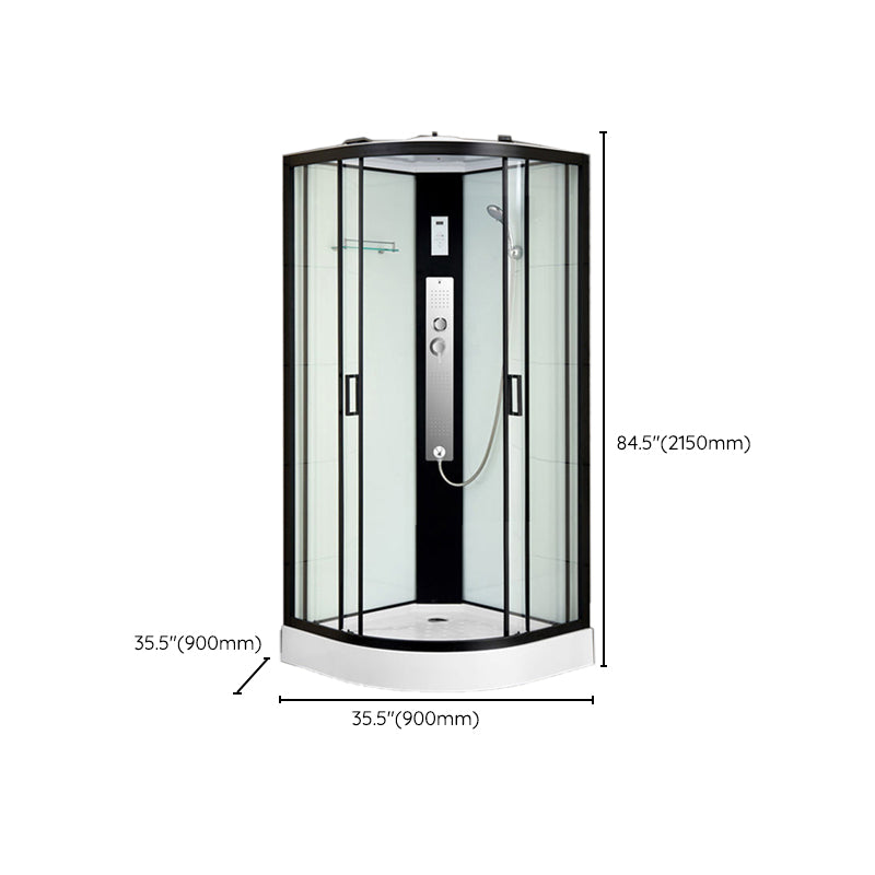 Black Framed Shower Enclosure Double Sliding Round Shower Stall Clearhalo 'Bathroom Remodel & Bathroom Fixtures' 'Home Improvement' 'home_improvement' 'home_improvement_shower_stalls_enclosures' 'Shower Stalls & Enclosures' 'shower_stalls_enclosures' 'Showers & Bathtubs' 7391146