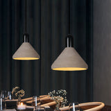 Conical Cement Ceiling Light Antiqued 1 Bulb Restaurant Hanging Pendant Lamp in Grey and Black/Red/Wood Clearhalo 'Ceiling Lights' 'Industrial Pendants' 'Industrial' 'Middle Century Pendants' 'Pendant Lights' 'Pendants' 'Tiffany' Lighting' 739145
