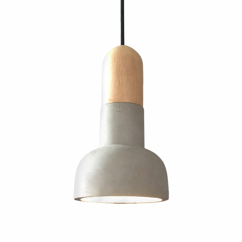 Dome Restaurant Pendant Light Fixture Industrial Cement 1 Light Grey and Red/Black/Wood Ceiling Lamp Clearhalo 'Ceiling Lights' 'Industrial Pendants' 'Industrial' 'Middle Century Pendants' 'Pendant Lights' 'Pendants' 'Tiffany' Lighting' 739150
