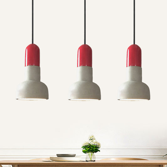 Dome Restaurant Pendant Light Fixture Industrial Cement 1 Light Grey and Red/Black/Wood Ceiling Lamp Red Clearhalo 'Ceiling Lights' 'Industrial Pendants' 'Industrial' 'Middle Century Pendants' 'Pendant Lights' 'Pendants' 'Tiffany' Lighting' 739152
