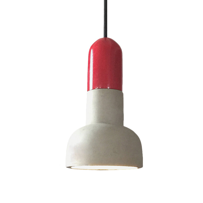 Dome Restaurant Pendant Light Fixture Industrial Cement 1 Light Grey and Red/Black/Wood Ceiling Lamp Clearhalo 'Ceiling Lights' 'Industrial Pendants' 'Industrial' 'Middle Century Pendants' 'Pendant Lights' 'Pendants' 'Tiffany' Lighting' 739155