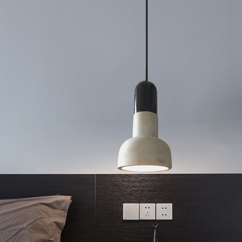 Dome Restaurant Pendant Light Fixture Industrial Cement 1 Light Grey and Red/Black/Wood Ceiling Lamp Clearhalo 'Ceiling Lights' 'Industrial Pendants' 'Industrial' 'Middle Century Pendants' 'Pendant Lights' 'Pendants' 'Tiffany' Lighting' 739157