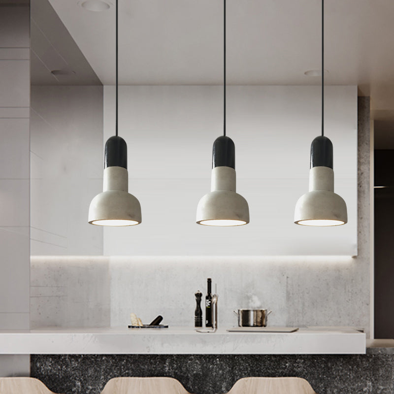Dome Restaurant Pendant Light Fixture Industrial Cement 1 Light Grey and Red/Black/Wood Ceiling Lamp Clearhalo 'Ceiling Lights' 'Industrial Pendants' 'Industrial' 'Middle Century Pendants' 'Pendant Lights' 'Pendants' 'Tiffany' Lighting' 739158