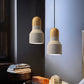 Cement Grey Hanging Light Kit Cone/Trapezoid/Can 1-Head 8.5"/10"/12" High Industrial Pendant Lamp Fixture with Wood Top Clearhalo 'Ceiling Lights' 'Industrial Pendants' 'Industrial' 'Middle Century Pendants' 'Pendant Lights' 'Pendants' 'Tiffany' Lighting' 739187