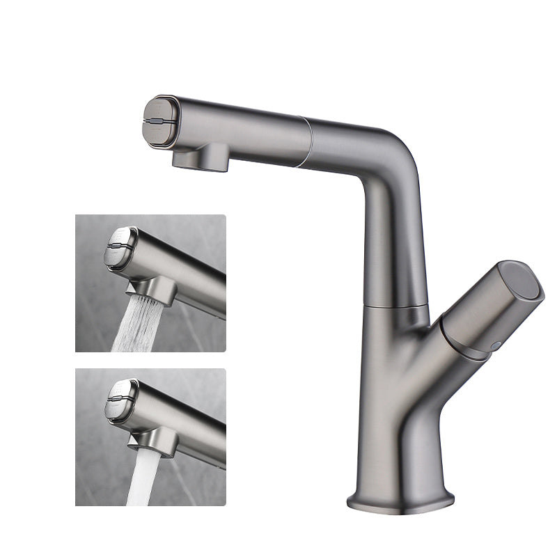 Modern Style Kitchen Faucet Copper Knob Handle Pull Down Kitchen Faucet Gun Grey Clearhalo 'Home Improvement' 'home_improvement' 'home_improvement_kitchen_faucets' 'Kitchen Faucets' 'Kitchen Remodel & Kitchen Fixtures' 'Kitchen Sinks & Faucet Components' 'kitchen_faucets' 7391895