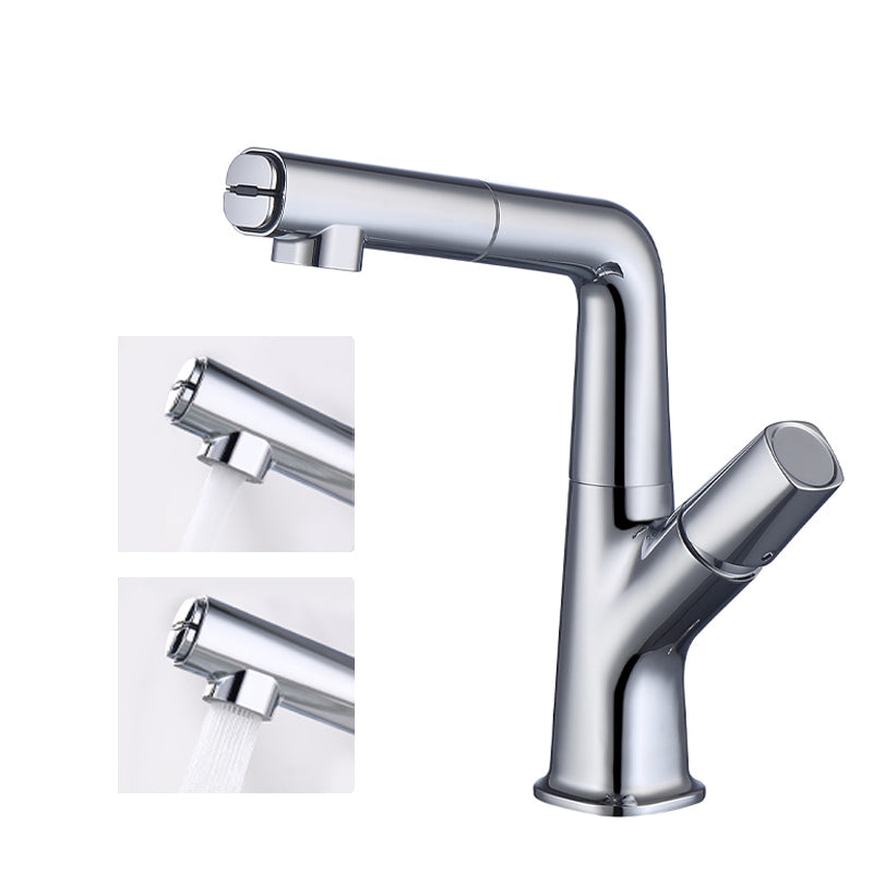 Modern Style Kitchen Faucet Copper Knob Handle Pull Down Kitchen Faucet Light Silver Clearhalo 'Home Improvement' 'home_improvement' 'home_improvement_kitchen_faucets' 'Kitchen Faucets' 'Kitchen Remodel & Kitchen Fixtures' 'Kitchen Sinks & Faucet Components' 'kitchen_faucets' 7391896