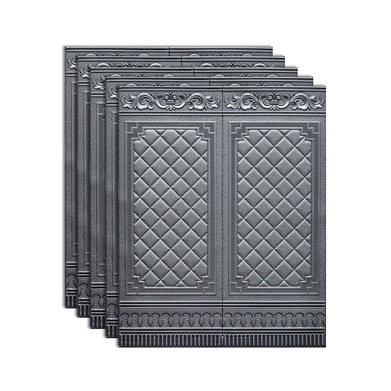 Plastic Backsplash Panels Peel and Stick Wainscoting with Waterproof Dark Gray 5-Piece Set Clearhalo 'Flooring 'Home Improvement' 'home_improvement' 'home_improvement_wall_paneling' 'Wall Paneling' 'wall_paneling' 'Walls & Ceilings' Walls and Ceiling' 7391928