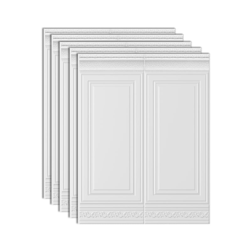 Plastic Backsplash Panels Peel and Stick Wainscoting with Waterproof Ivory 5-Piece Set Clearhalo 'Flooring 'Home Improvement' 'home_improvement' 'home_improvement_wall_paneling' 'Wall Paneling' 'wall_paneling' 'Walls & Ceilings' Walls and Ceiling' 7391931