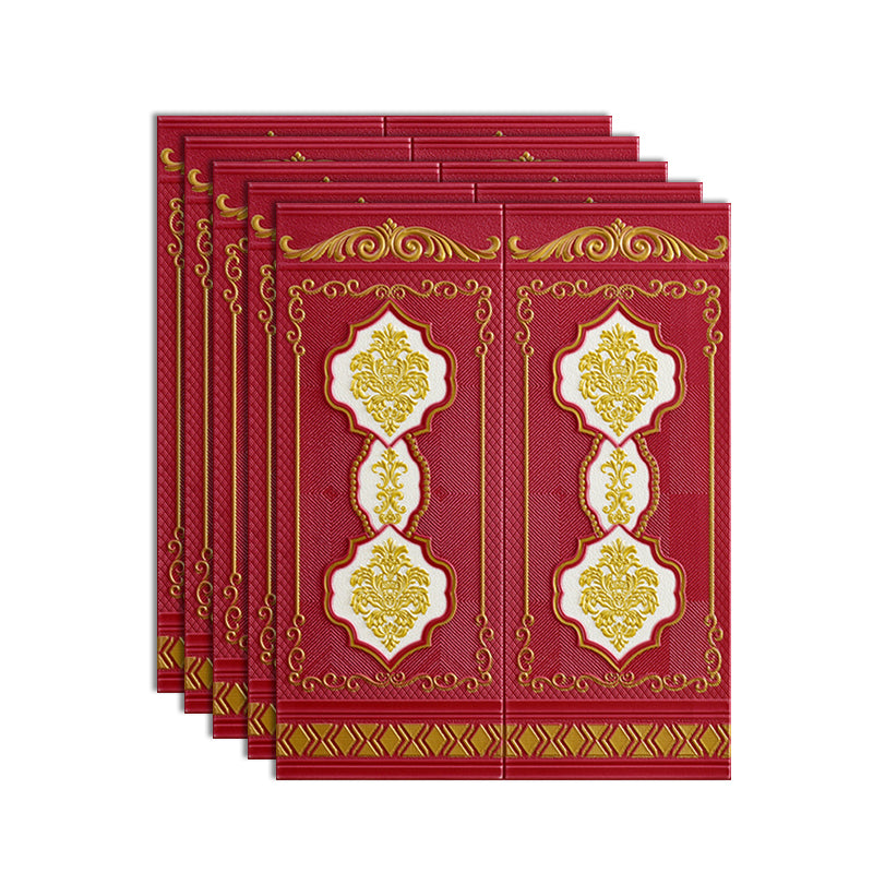 Plastic Backsplash Panels Peel and Stick Wainscoting with Waterproof Red 5-Piece Set Clearhalo 'Flooring 'Home Improvement' 'home_improvement' 'home_improvement_wall_paneling' 'Wall Paneling' 'wall_paneling' 'Walls & Ceilings' Walls and Ceiling' 7391934