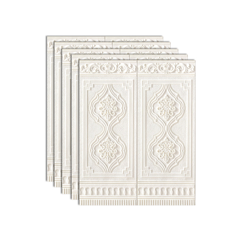 Plastic Backsplash Panels Peel and Stick Wainscoting with Waterproof Cream 5-Piece Set Clearhalo 'Flooring 'Home Improvement' 'home_improvement' 'home_improvement_wall_paneling' 'Wall Paneling' 'wall_paneling' 'Walls & Ceilings' Walls and Ceiling' 7391945