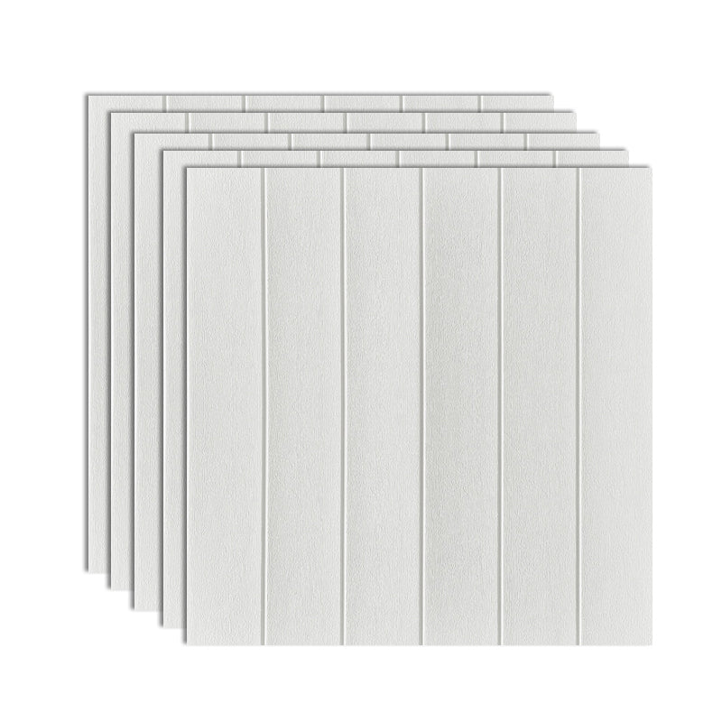 Plastic Backsplash Panels Peel and Stick Wainscoting with Waterproof Off-White 5-Piece Set Clearhalo 'Flooring 'Home Improvement' 'home_improvement' 'home_improvement_wall_paneling' 'Wall Paneling' 'wall_paneling' 'Walls & Ceilings' Walls and Ceiling' 7391951