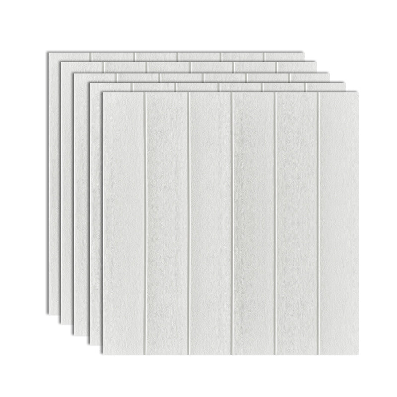 Plastic Backsplash Panels Peel and Stick Wainscoting with Waterproof Off-White 5-Piece Set Clearhalo 'Flooring 'Home Improvement' 'home_improvement' 'home_improvement_wall_paneling' 'Wall Paneling' 'wall_paneling' 'Walls & Ceilings' Walls and Ceiling' 7391951