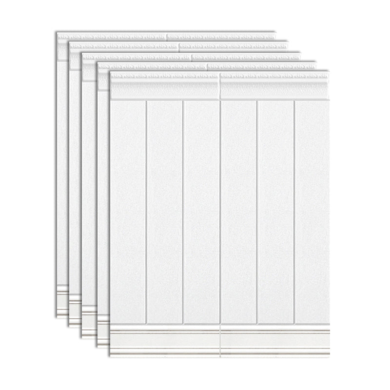 Plastic Backsplash Panels Peel and Stick Wainscoting with Waterproof Milky White 5-Piece Set Clearhalo 'Flooring 'Home Improvement' 'home_improvement' 'home_improvement_wall_paneling' 'Wall Paneling' 'wall_paneling' 'Walls & Ceilings' Walls and Ceiling' 7391957