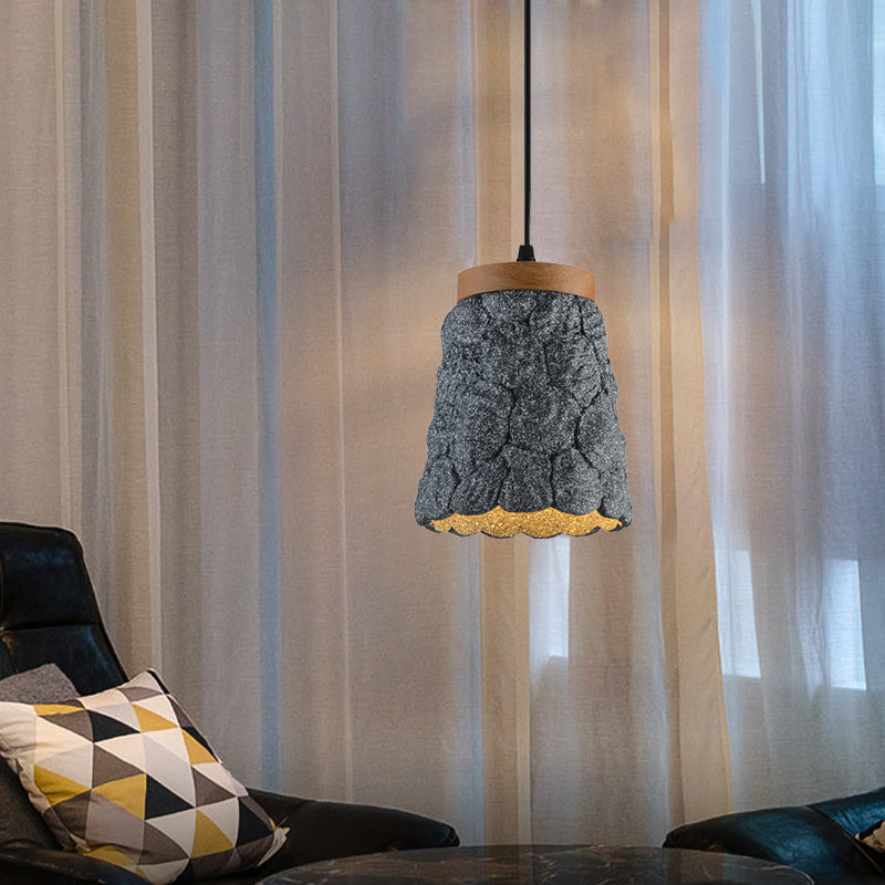 Cement Cup Pendant Light Fixture Antiqued 1-Light Restaurant Hanging Lamp Kit in Dark Grey/Light Grey/Bronze with Lumpy Design Clearhalo 'Ceiling Lights' 'Industrial Pendants' 'Industrial' 'Middle Century Pendants' 'Pendant Lights' 'Pendants' 'Tiffany' Lighting' 739203