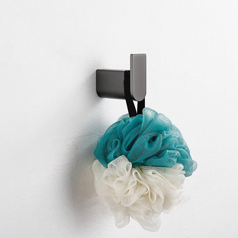 Modern Matte Gray Bathroom Accessory Set Bath Shelf/Towel Bar & Paper Holder Included Towel Robe Hook (Single Hook) Clearhalo 'Bathroom Hardware Sets' 'Bathroom Hardware' 'Bathroom Remodel & Bathroom Fixtures' 'bathroom_hardware_sets' 'Home Improvement' 'home_improvement' 'home_improvement_bathroom_hardware_sets' 7392164