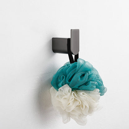 Modern Matte Gray Bathroom Accessory Set Bath Shelf/Towel Bar & Paper Holder Included Towel Robe Hook (Single Hook) Clearhalo 'Bathroom Hardware Sets' 'Bathroom Hardware' 'Bathroom Remodel & Bathroom Fixtures' 'bathroom_hardware_sets' 'Home Improvement' 'home_improvement' 'home_improvement_bathroom_hardware_sets' 7392164