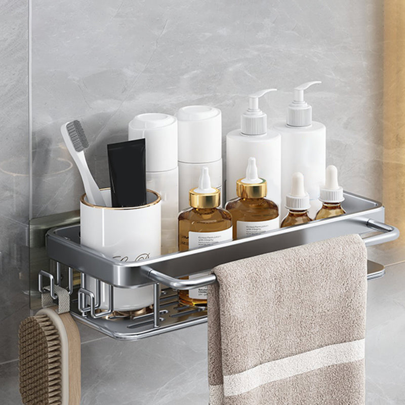 Modern Bathroom Accessories Hardware Set 1/2/3 - Piece Bath Shelf Silver 1 Piece 2 Clearhalo 'Bathroom Hardware Sets' 'Bathroom Hardware' 'Bathroom Remodel & Bathroom Fixtures' 'bathroom_hardware_sets' 'Home Improvement' 'home_improvement' 'home_improvement_bathroom_hardware_sets' 7392195