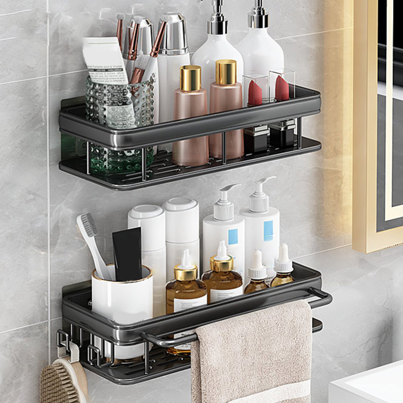 Modern Bathroom Accessories Hardware Set 1/2/3 - Piece Bath Shelf Black 2 Piece Set 2 Clearhalo 'Bathroom Hardware Sets' 'Bathroom Hardware' 'Bathroom Remodel & Bathroom Fixtures' 'bathroom_hardware_sets' 'Home Improvement' 'home_improvement' 'home_improvement_bathroom_hardware_sets' 7392196