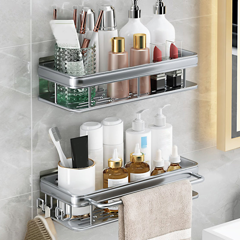 Modern Bathroom Accessories Hardware Set 1/2/3 - Piece Bath Shelf Silver 2 Piece Set 2 Clearhalo 'Bathroom Hardware Sets' 'Bathroom Hardware' 'Bathroom Remodel & Bathroom Fixtures' 'bathroom_hardware_sets' 'Home Improvement' 'home_improvement' 'home_improvement_bathroom_hardware_sets' 7392203