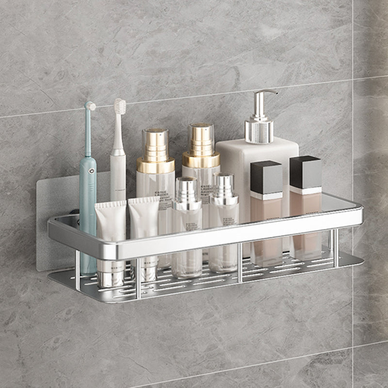 Modern Bathroom Accessories Hardware Set 1/2/3 - Piece Bath Shelf Silver 1 Piece No Hook Included Clearhalo 'Bathroom Hardware Sets' 'Bathroom Hardware' 'Bathroom Remodel & Bathroom Fixtures' 'bathroom_hardware_sets' 'Home Improvement' 'home_improvement' 'home_improvement_bathroom_hardware_sets' 7392209