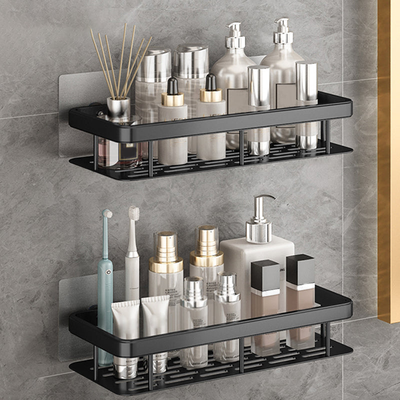 Modern Bathroom Accessories Hardware Set 1/2/3 - Piece Bath Shelf Black 2 Piece Set No Hook Included Clearhalo 'Bathroom Hardware Sets' 'Bathroom Hardware' 'Bathroom Remodel & Bathroom Fixtures' 'bathroom_hardware_sets' 'Home Improvement' 'home_improvement' 'home_improvement_bathroom_hardware_sets' 7392211