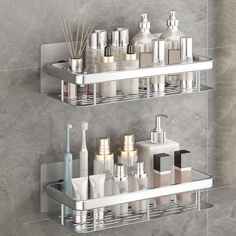 Modern Bathroom Accessories Hardware Set 1/2/3 - Piece Bath Shelf Silver 2 Piece Set No Hook Included Clearhalo 'Bathroom Hardware Sets' 'Bathroom Hardware' 'Bathroom Remodel & Bathroom Fixtures' 'bathroom_hardware_sets' 'Home Improvement' 'home_improvement' 'home_improvement_bathroom_hardware_sets' 7392214
