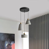 Industrial Geometric Multi Pendant 3 Lights Cement Hanging Ceiling Lamp in Grey with Round Canopy Clearhalo 'Ceiling Lights' 'Industrial Pendants' 'Industrial' 'Middle Century Pendants' 'Pendant Lights' 'Pendants' 'Tiffany' Lighting' 739224