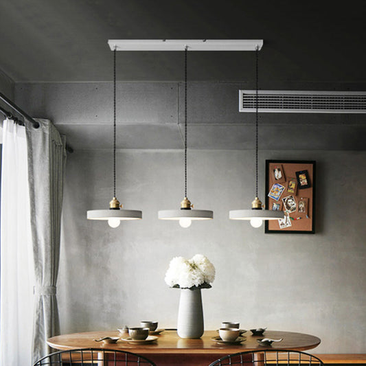 3-Light Multi Pendant Light Vintage Restaurant Hanging Lamp Kit with Bell/Cone/Drum Cement Shade in Grey, 3"/5"/6" Height Clearhalo 'Ceiling Lights' 'Industrial Pendants' 'Industrial' 'Middle Century Pendants' 'Pendant Lights' 'Pendants' 'Tiffany' Lighting' 739269