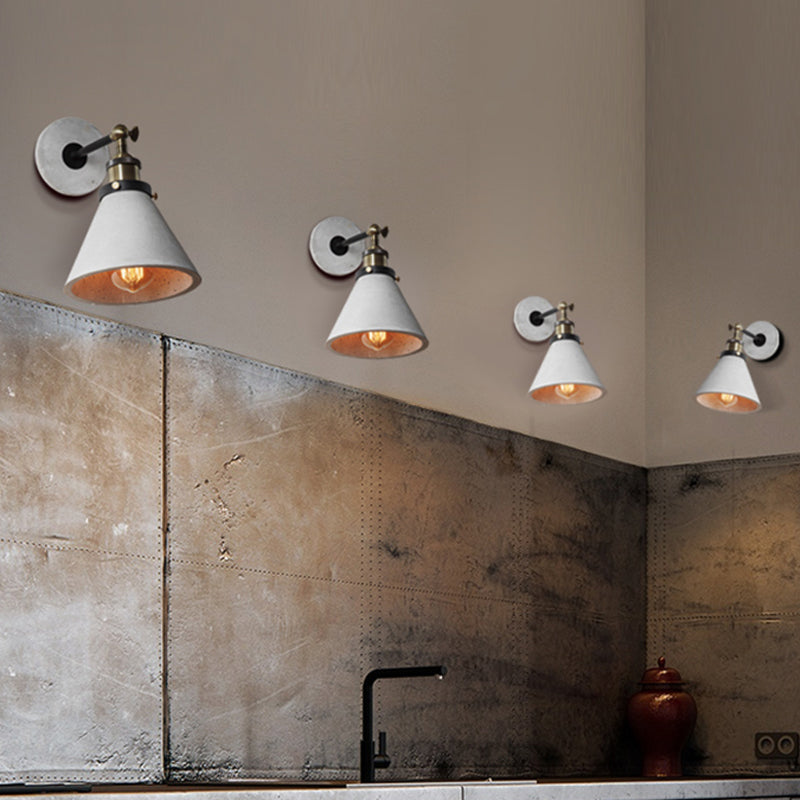 Grey Cone/Bowl/Dome Wall Light Sconce Vintage Cement 1 Light Kitchen Rotatable Wall Mounted Lamp Clearhalo 'Industrial wall lights' 'Industrial' 'Middle century wall lights' 'Tiffany' 'Wall Lamps & Sconces' 'Wall Lights' Lighting' 739283