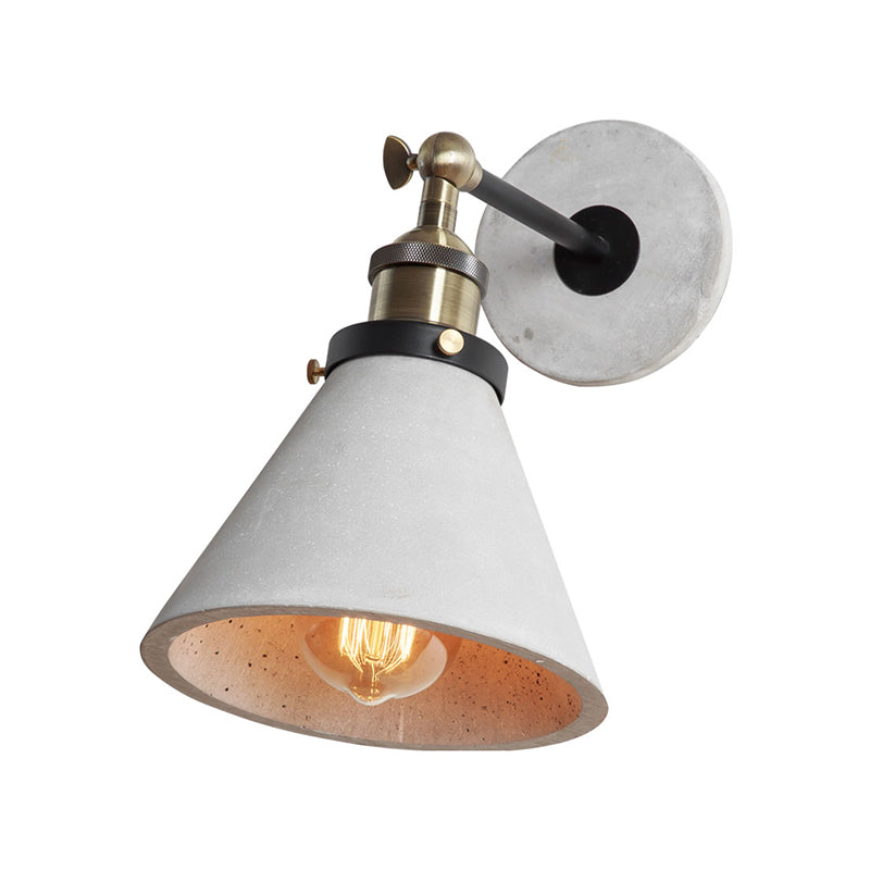 Grey Cone/Bowl/Dome Wall Light Sconce Vintage Cement 1 Light Kitchen Rotatable Wall Mounted Lamp Clearhalo 'Industrial wall lights' 'Industrial' 'Middle century wall lights' 'Tiffany' 'Wall Lamps & Sconces' 'Wall Lights' Lighting' 739284