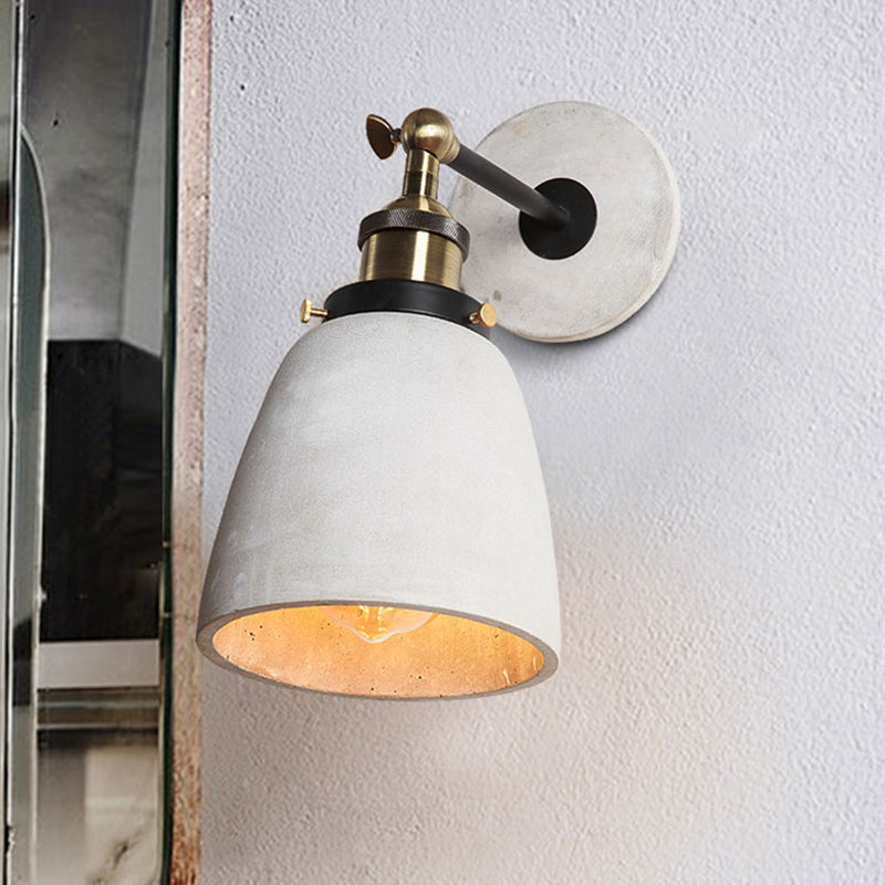 Grey Cone/Bowl/Dome Wall Light Sconce Vintage Cement 1 Light Kitchen Rotatable Wall Mounted Lamp Grey Dome Clearhalo 'Industrial wall lights' 'Industrial' 'Middle century wall lights' 'Tiffany' 'Wall Lamps & Sconces' 'Wall Lights' Lighting' 739286