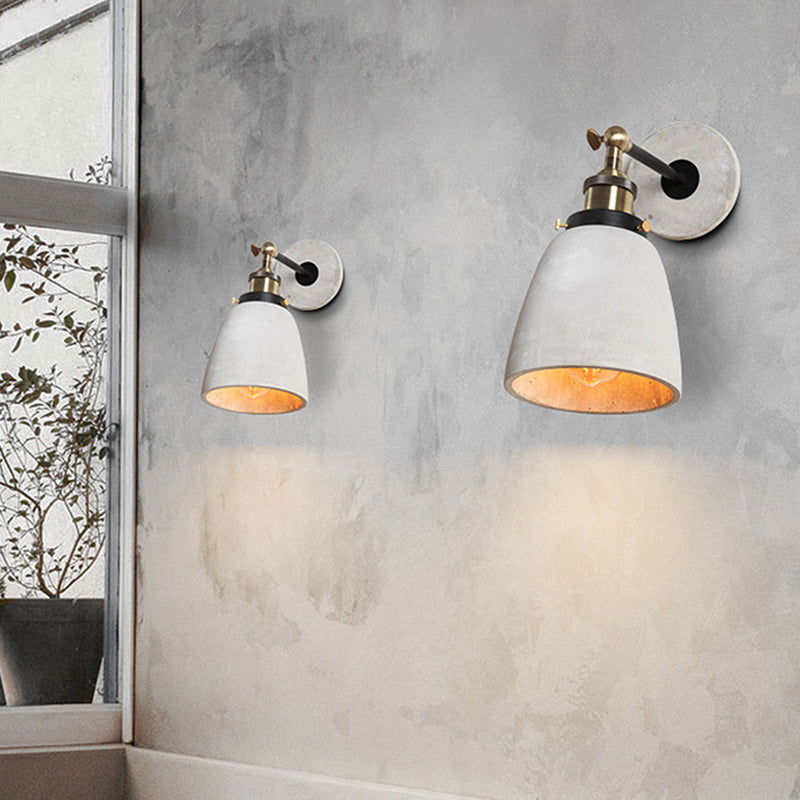 Grey Cone/Bowl/Dome Wall Light Sconce Vintage Cement 1 Light Kitchen Rotatable Wall Mounted Lamp Clearhalo 'Industrial wall lights' 'Industrial' 'Middle century wall lights' 'Tiffany' 'Wall Lamps & Sconces' 'Wall Lights' Lighting' 739287