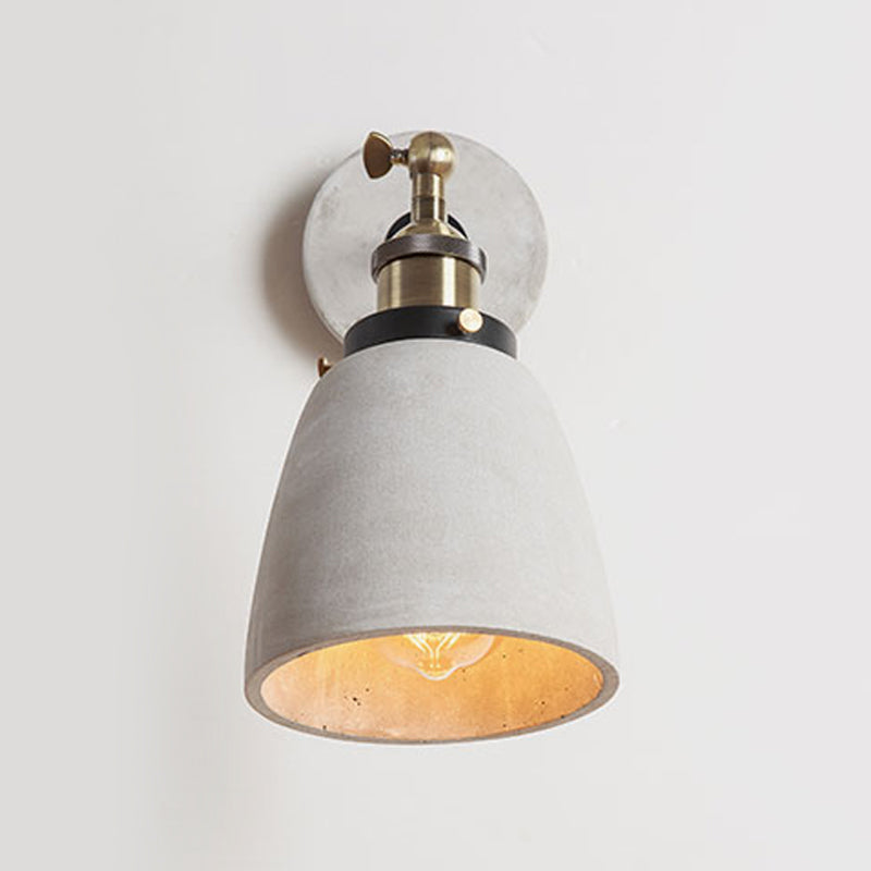 Grey Cone/Bowl/Dome Wall Light Sconce Vintage Cement 1 Light Kitchen Rotatable Wall Mounted Lamp Clearhalo 'Industrial wall lights' 'Industrial' 'Middle century wall lights' 'Tiffany' 'Wall Lamps & Sconces' 'Wall Lights' Lighting' 739289