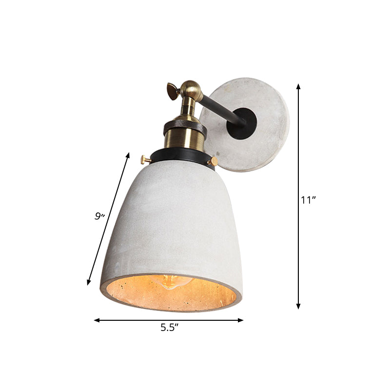 Grey Cone/Bowl/Dome Wall Light Sconce Vintage Cement 1 Light Kitchen Rotatable Wall Mounted Lamp Clearhalo 'Industrial wall lights' 'Industrial' 'Middle century wall lights' 'Tiffany' 'Wall Lamps & Sconces' 'Wall Lights' Lighting' 739290