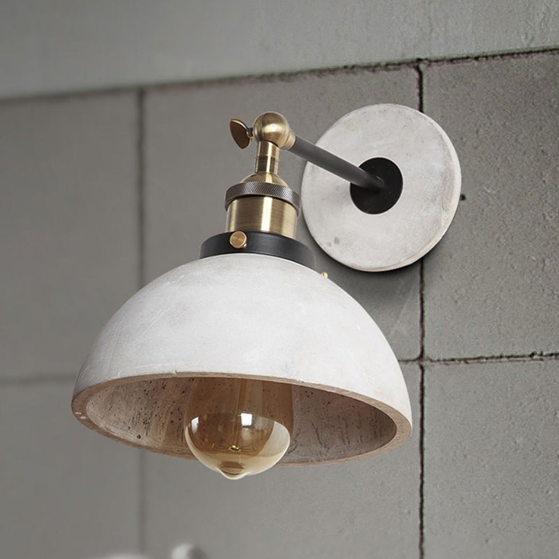 Grey Cone/Bowl/Dome Wall Light Sconce Vintage Cement 1 Light Kitchen Rotatable Wall Mounted Lamp Grey Bowl Clearhalo 'Industrial wall lights' 'Industrial' 'Middle century wall lights' 'Tiffany' 'Wall Lamps & Sconces' 'Wall Lights' Lighting' 739291