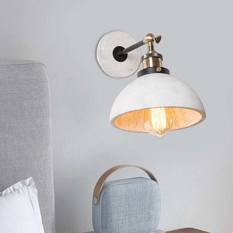 Grey Cone/Bowl/Dome Wall Light Sconce Vintage Cement 1 Light Kitchen Rotatable Wall Mounted Lamp Clearhalo 'Industrial wall lights' 'Industrial' 'Middle century wall lights' 'Tiffany' 'Wall Lamps & Sconces' 'Wall Lights' Lighting' 739292