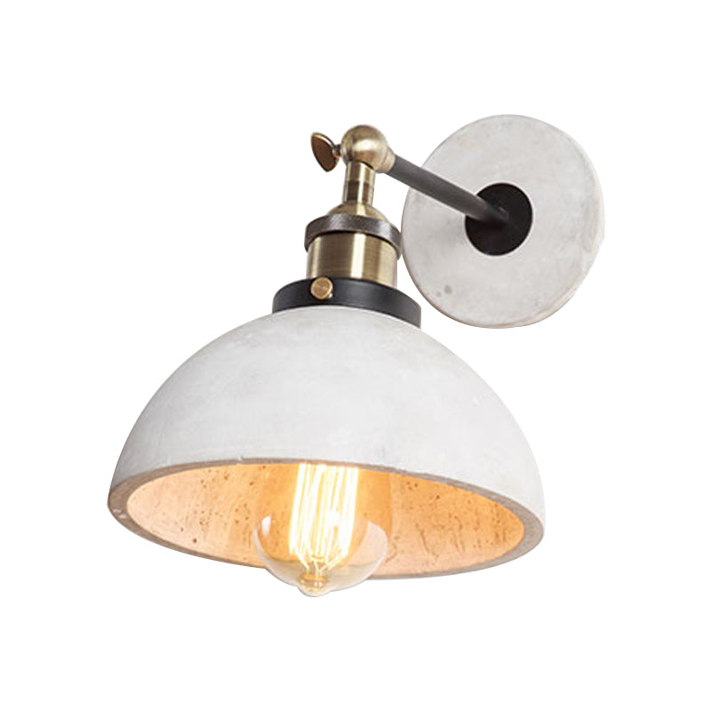 Grey Cone/Bowl/Dome Wall Light Sconce Vintage Cement 1 Light Kitchen Rotatable Wall Mounted Lamp Clearhalo 'Industrial wall lights' 'Industrial' 'Middle century wall lights' 'Tiffany' 'Wall Lamps & Sconces' 'Wall Lights' Lighting' 739293