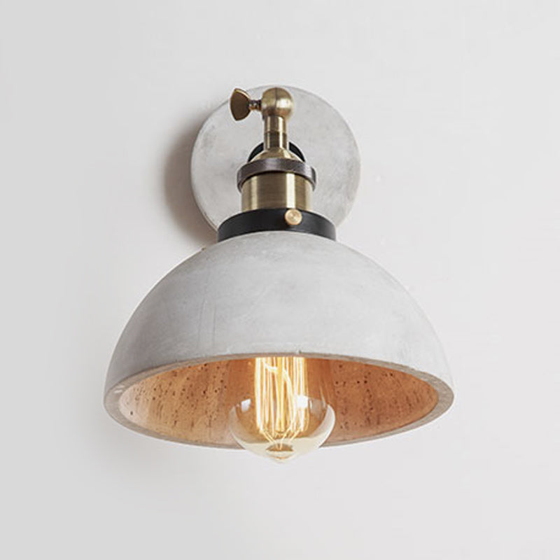 Grey Cone/Bowl/Dome Wall Light Sconce Vintage Cement 1 Light Kitchen Rotatable Wall Mounted Lamp Clearhalo 'Industrial wall lights' 'Industrial' 'Middle century wall lights' 'Tiffany' 'Wall Lamps & Sconces' 'Wall Lights' Lighting' 739294