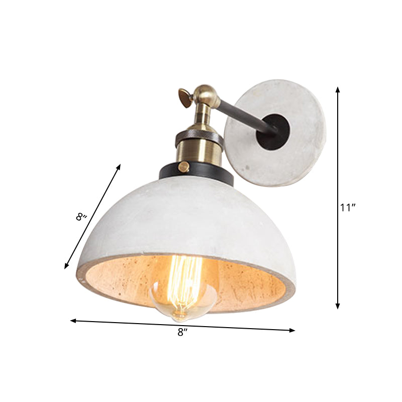 Grey Cone/Bowl/Dome Wall Light Sconce Vintage Cement 1 Light Kitchen Rotatable Wall Mounted Lamp Clearhalo 'Industrial wall lights' 'Industrial' 'Middle century wall lights' 'Tiffany' 'Wall Lamps & Sconces' 'Wall Lights' Lighting' 739295