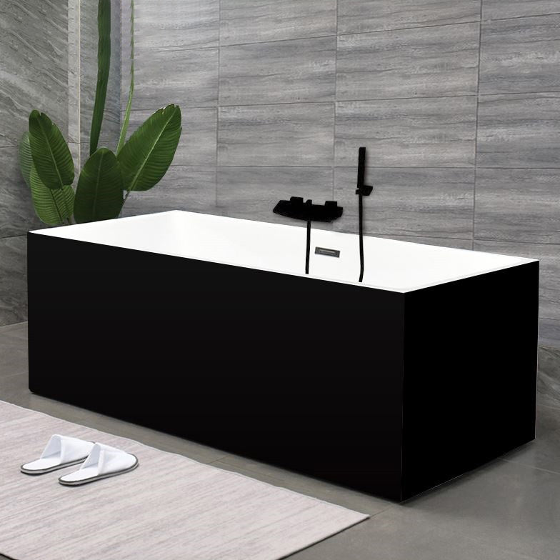 Back to Wall Bath Rectangular Antique Finish Soaking Modern Bath Tub Black Tub with Wall Mounted Faucets Clearhalo 'Bathroom Remodel & Bathroom Fixtures' 'Bathtubs' 'Home Improvement' 'home_improvement' 'home_improvement_bathtubs' 'Showers & Bathtubs' 7393035