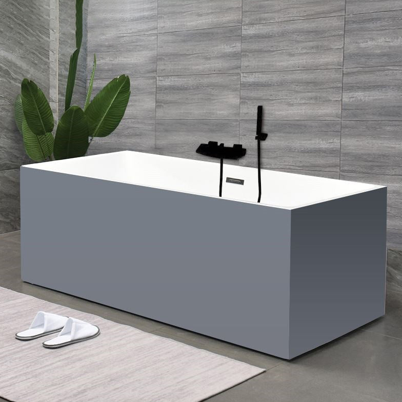 Back to Wall Bath Rectangular Antique Finish Soaking Modern Bath Tub Grey Tub with Wall Mounted Faucets Clearhalo 'Bathroom Remodel & Bathroom Fixtures' 'Bathtubs' 'Home Improvement' 'home_improvement' 'home_improvement_bathtubs' 'Showers & Bathtubs' 7393036