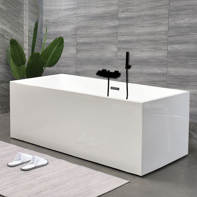 Back to Wall Bath Rectangular Antique Finish Soaking Modern Bath Tub White Tub with Wall Mounted Faucets Clearhalo 'Bathroom Remodel & Bathroom Fixtures' 'Bathtubs' 'Home Improvement' 'home_improvement' 'home_improvement_bathtubs' 'Showers & Bathtubs' 7393038