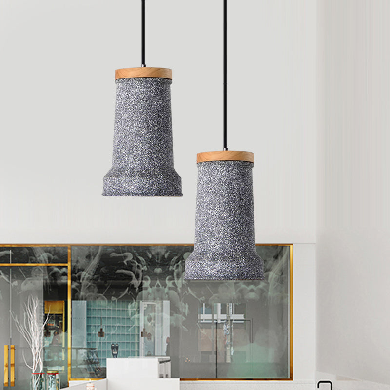 Black/Grey/White Cylinder Hanging Light Industrial Cement 1-Head Restaurant Pendant Lamp Fixture Clearhalo 'Ceiling Lights' 'Industrial Pendants' 'Industrial' 'Middle Century Pendants' 'Pendant Lights' 'Pendants' 'Tiffany' Lighting' 739356