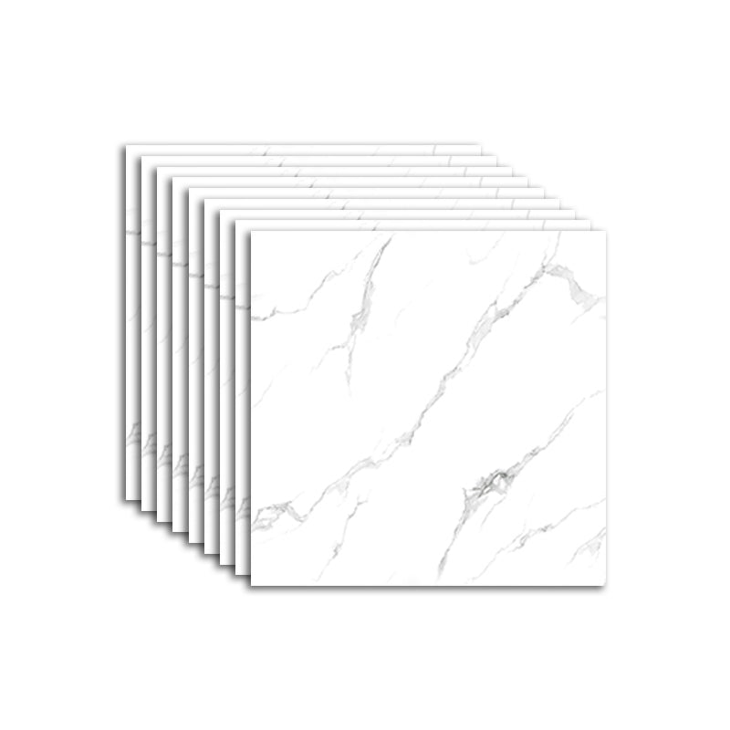 Modern Peel and Stick Tiles PVC Wallpaper for Floor and Wall White 23.6" x 23.6" 9-Piece Set Clearhalo 'Flooring 'Home Improvement' 'home_improvement' 'home_improvement_peel_stick_blacksplash' 'Peel & Stick Backsplash Tile' 'peel_stick_blacksplash' 'Walls & Ceilings' Walls and Ceiling' 7393574