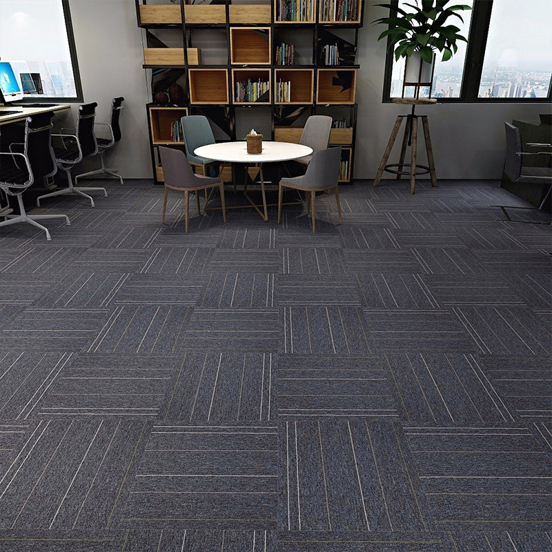 Square Carpet Tiles Multi Level Loop Glue Down Non-Skid Carpet Tile for Foyer Black 40-Piece Set Clearhalo 'Carpet Tiles & Carpet Squares' 'carpet_tiles_carpet_squares' 'Flooring 'Home Improvement' 'home_improvement' 'home_improvement_carpet_tiles_carpet_squares' Walls and Ceiling' 7393599