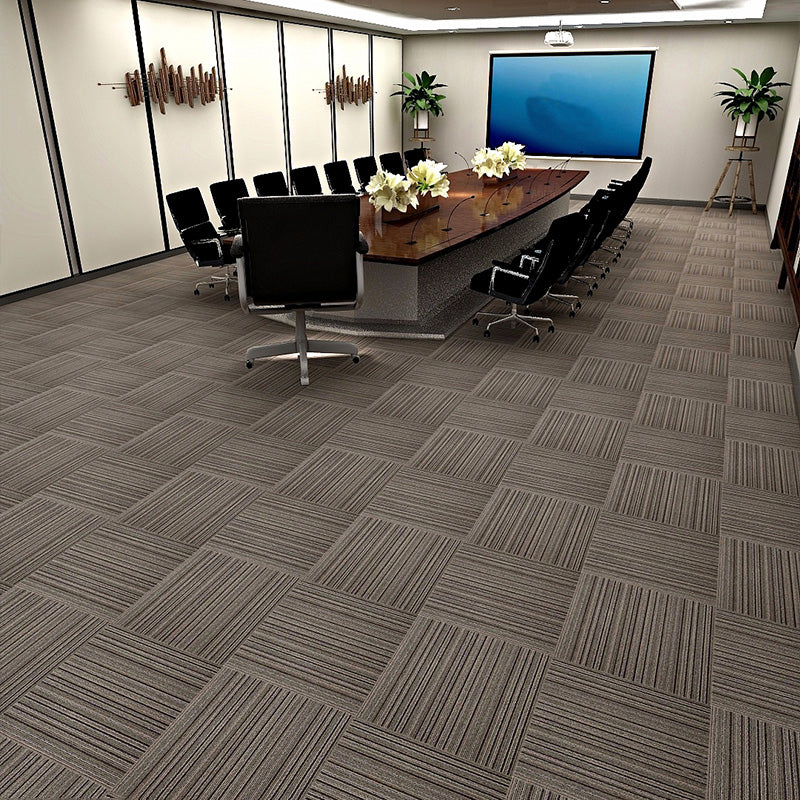 Square Carpet Tiles Multi Level Loop Glue Down Non-Skid Carpet Tile for Foyer Taupe 40-Piece Set Asphalt Clearhalo 'Carpet Tiles & Carpet Squares' 'carpet_tiles_carpet_squares' 'Flooring 'Home Improvement' 'home_improvement' 'home_improvement_carpet_tiles_carpet_squares' Walls and Ceiling' 7393622