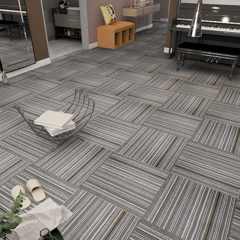 Square Carpet Tiles Multi Level Loop Glue Down Non-Skid Carpet Tile for Foyer Dark Blue-Gray 40-Piece Set Asphalt Clearhalo 'Carpet Tiles & Carpet Squares' 'carpet_tiles_carpet_squares' 'Flooring 'Home Improvement' 'home_improvement' 'home_improvement_carpet_tiles_carpet_squares' Walls and Ceiling' 7393631