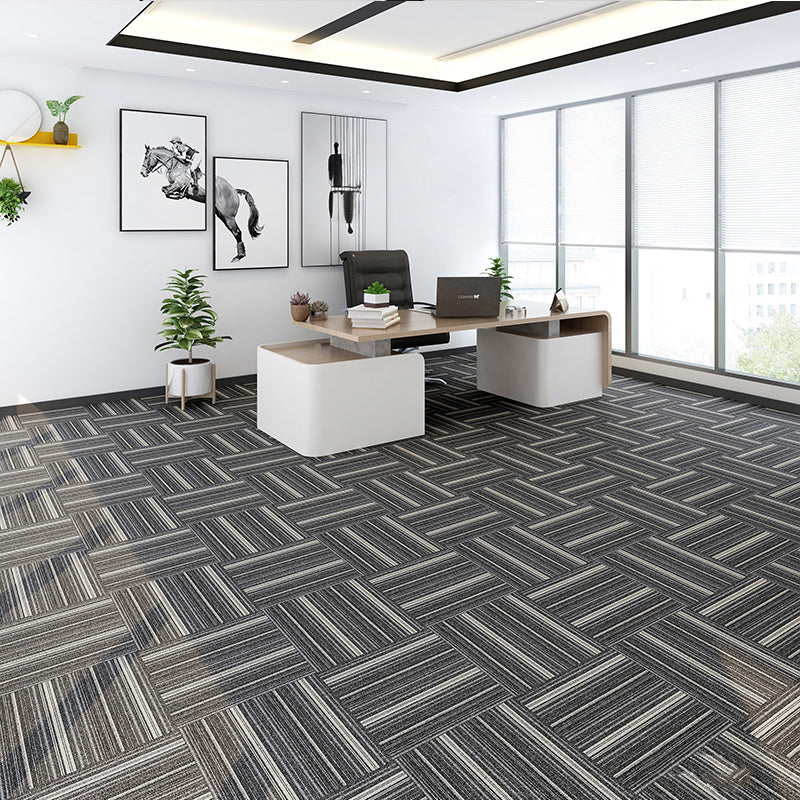 Square Carpet Tiles Multi Level Loop Glue Down Non-Skid Carpet Tile for Foyer 40-Piece Set Asphalt Clearhalo 'Carpet Tiles & Carpet Squares' 'carpet_tiles_carpet_squares' 'Flooring 'Home Improvement' 'home_improvement' 'home_improvement_carpet_tiles_carpet_squares' Walls and Ceiling' 7393632