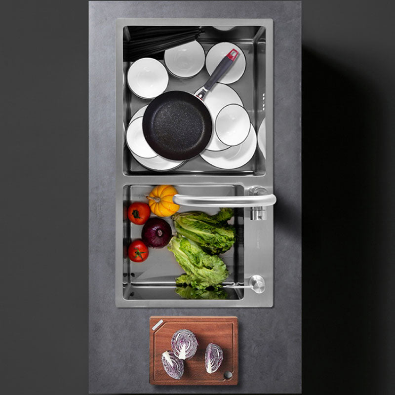 Stainless Steel Kitchen Sink Contemporary Double Bowl Kitchen Sink Clearhalo 'Home Improvement' 'home_improvement' 'home_improvement_kitchen_sinks' 'Kitchen Remodel & Kitchen Fixtures' 'Kitchen Sinks & Faucet Components' 'Kitchen Sinks' 'kitchen_sinks' 7393941