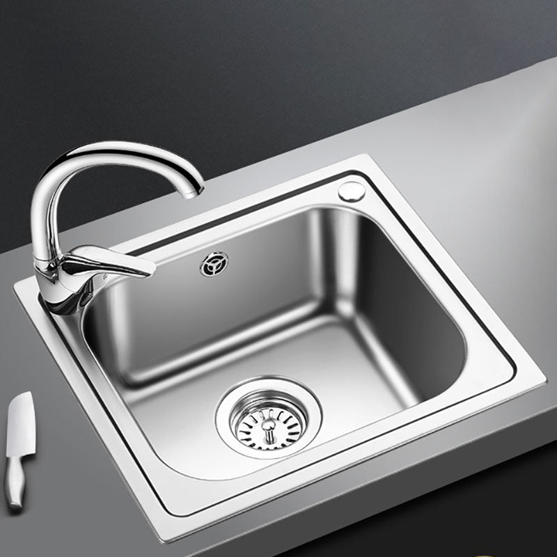 Single Bowl Kitchen Sink Stainless Steel Rectangle Sink with Drain Assembly Clearhalo 'Home Improvement' 'home_improvement' 'home_improvement_kitchen_sinks' 'Kitchen Remodel & Kitchen Fixtures' 'Kitchen Sinks & Faucet Components' 'Kitchen Sinks' 'kitchen_sinks' 7393962